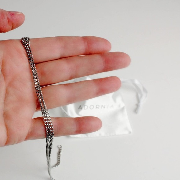 Women's Adornia Silver Stainless Steel 3mm Cuban Link Chain Necklace, 24” Long - Picture 3 of 5